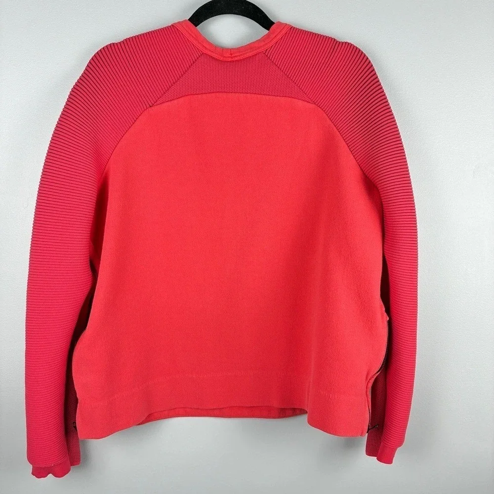 Nike Womens Sweatshirt L Cotton Coral Red Ribbed Sleeve Techwear Gorpcore